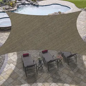 OutdoorLines Rectangle Sun Shade Sails for Patios 12 x 16 ft Sun UV Blocking Outdoor Canopy, Sunshades for Backyard, Lawn and Garden and All Outdoor Activities, Brown
