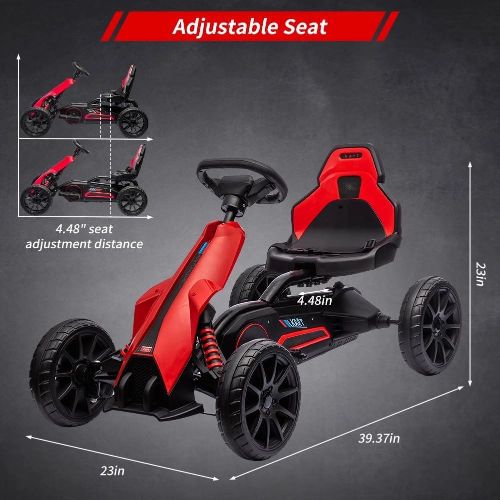 OUTLANE 12V Electric Drift Kart for Kids, 7Ah Battery Powered, 35W Motor with Adjustable Speed, Safety Belt, and Shock Absorber; Maximum Load of 66 Lbs Electric Car Toy (Red)