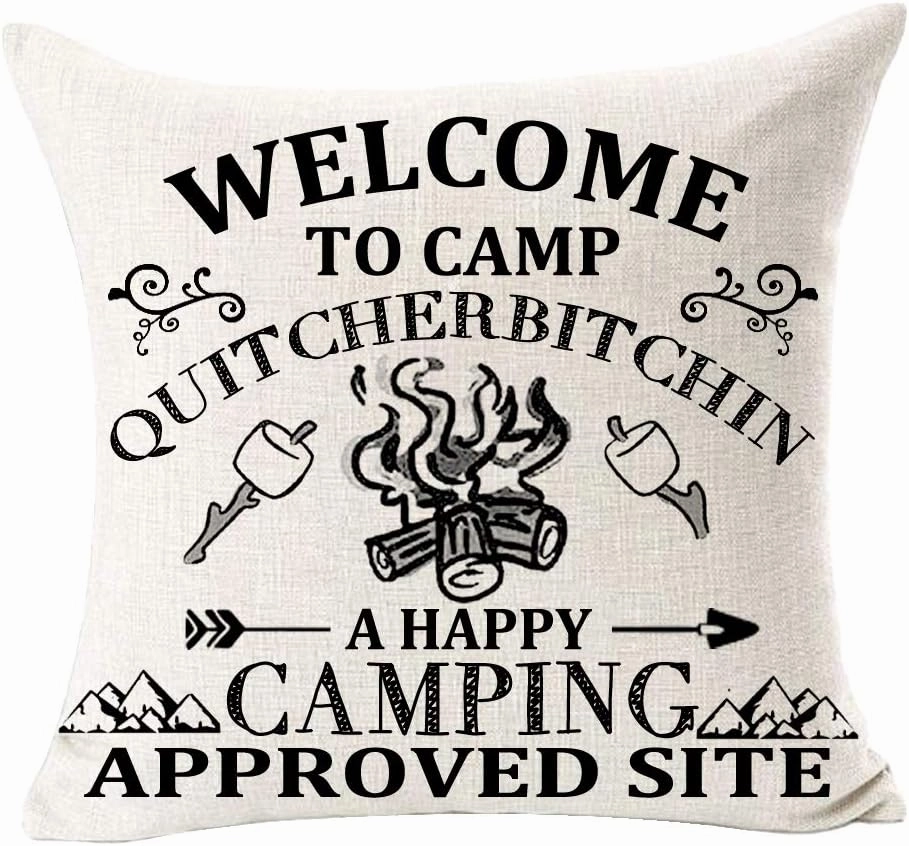 Pack of 4 Heaven is A Little Closer in A Home is Where You Park It Fun Quote Deer Mountain Best Gift for Camping Travel Throw Pillow Cover Cushion Case Cotton Linen Decorative 18 Square