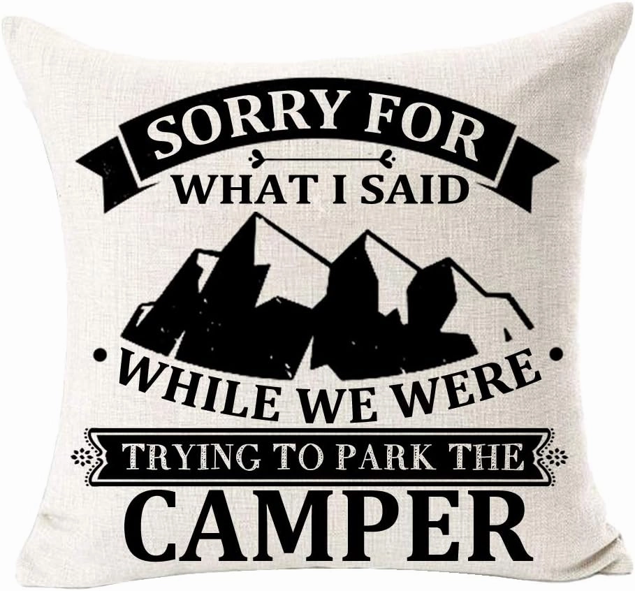 Pack of 4 Heaven is A Little Closer in A Home is Where You Park It Fun Quote Deer Mountain Best Gift for Camping Travel Throw Pillow Cover Cushion Case Cotton Linen Decorative 18 Square