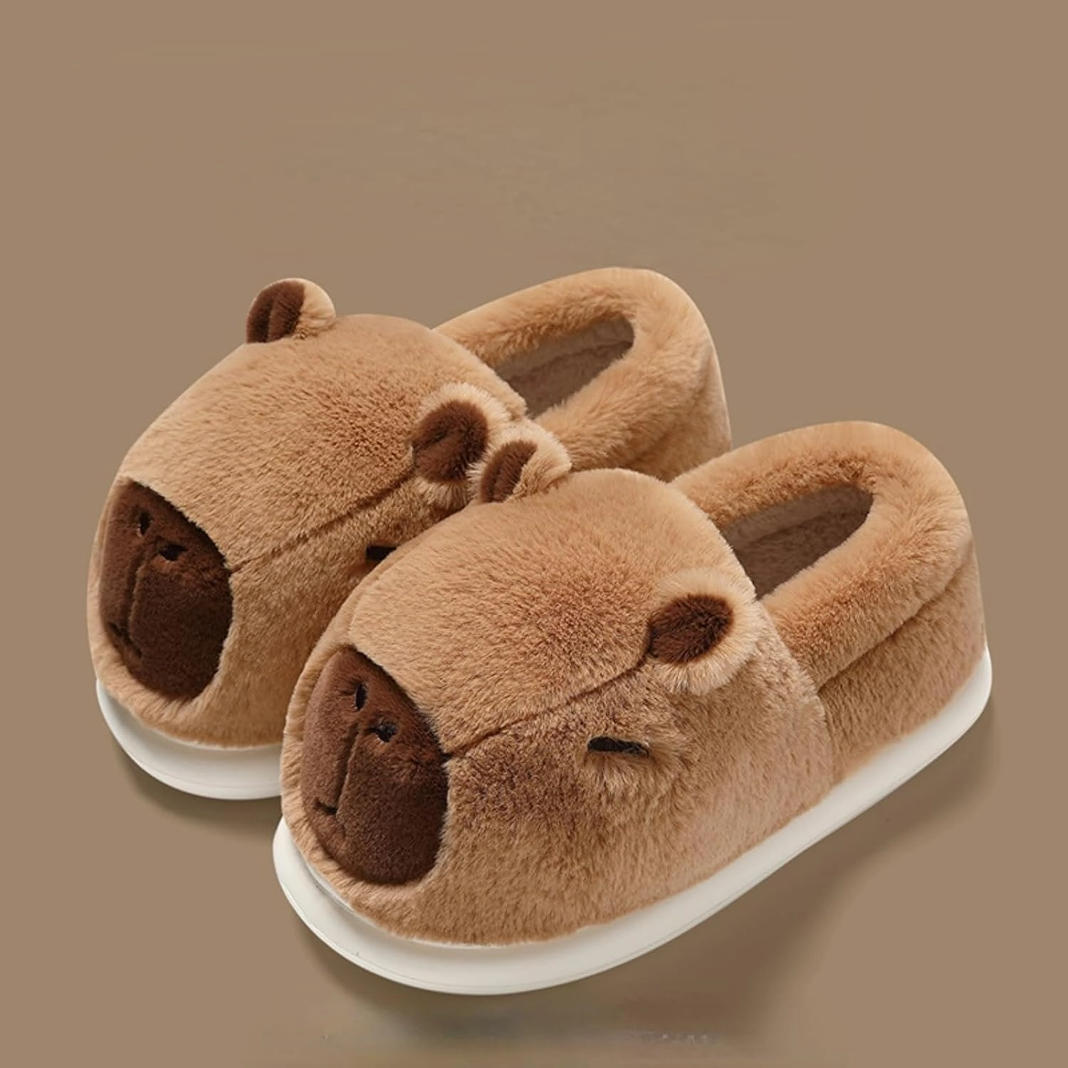 Parent-Child Fuzzy Slippers Cute Capybara Shape Soft Cozy Warm Anti-Slip Soles Indoor Fluffy Slippers Gift for Christmas