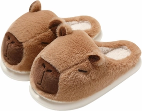 Parent-Child Fuzzy Slippers Cute Capybara Shape Soft Cozy Warm Anti-Slip Soles Indoor Fluffy Slippers Gift for Christmas