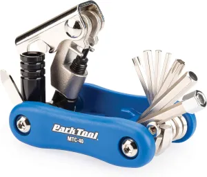 PARKTOOL MTC-40 Multi-Tool Size: Hex 0.1/0.1/0.2/0.2/0.2/0.2 inches (2.5/3/4/5/6/8 mm), T25/T30  /-Combo Driver, CO2 Adapter, Chain Cutter 5-12speed Disc Correction Tool
