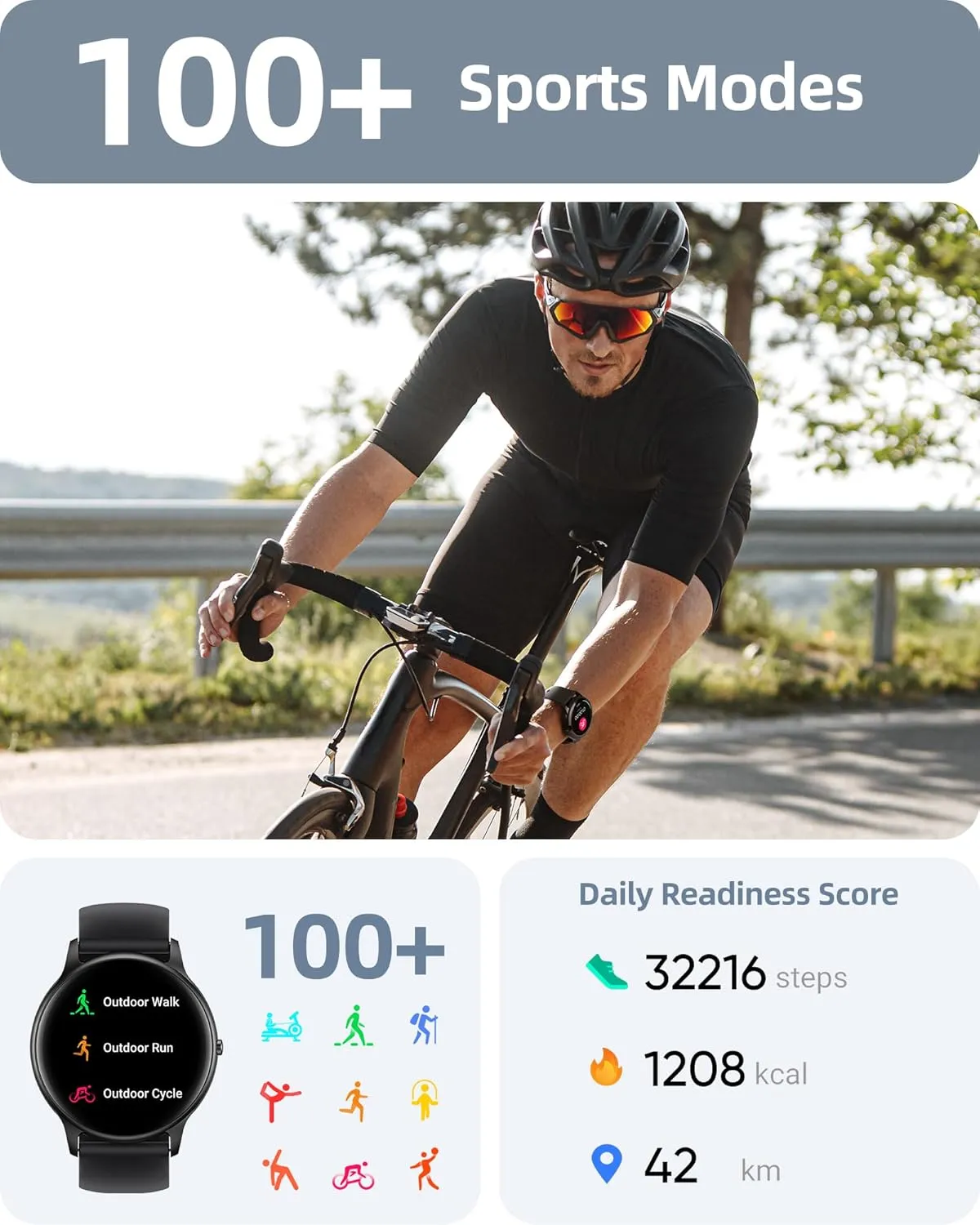 Parsonver Smart Watch for Men Women(Answer/Make Calls), HD Screen Fitness Tracker IP68 Waterproof 100  Sport Modes, Heart Rate Sleep Monitor, Pedometer, Smartwatch for Android Phones/iPhone Compatible