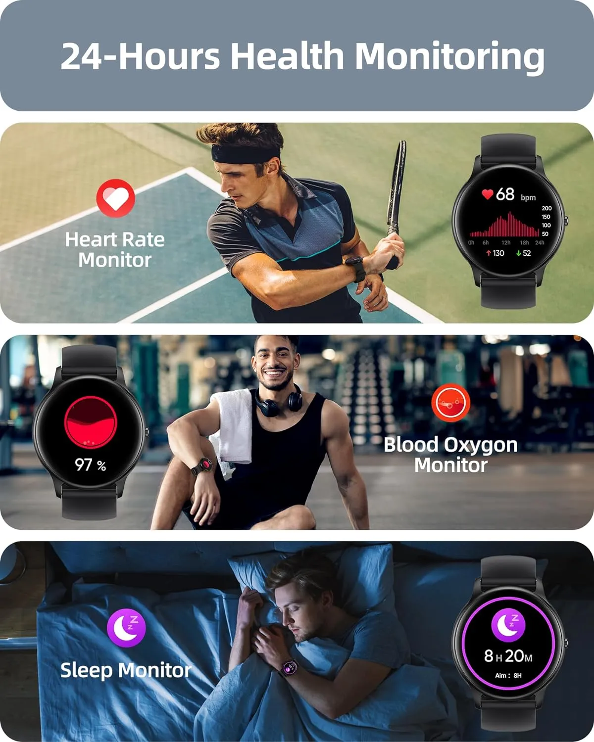 Parsonver Smart Watch for Men Women(Answer/Make Calls), HD Screen Fitness Tracker IP68 Waterproof 100  Sport Modes, Heart Rate Sleep Monitor, Pedometer, Smartwatch for Android Phones/iPhone Compatible