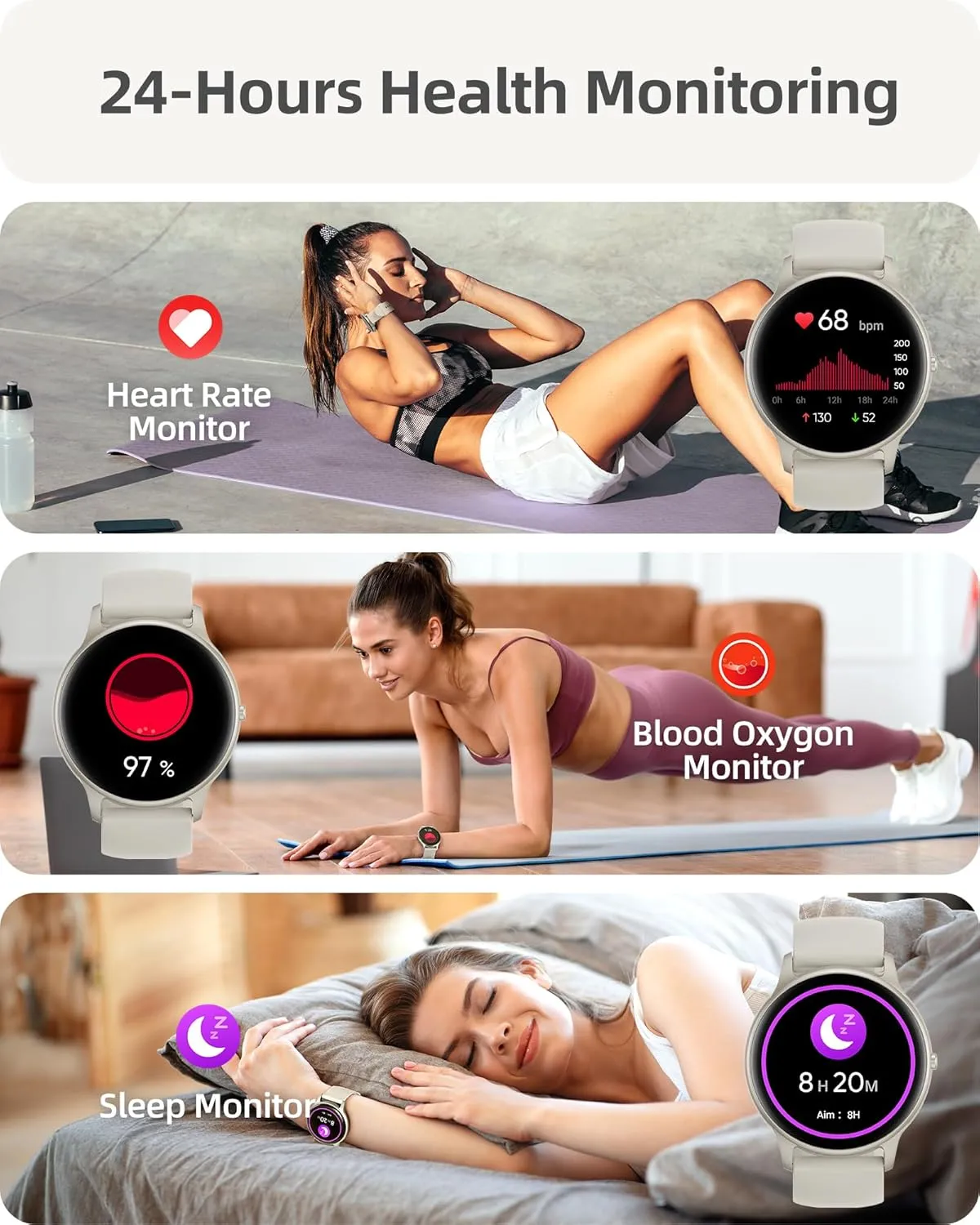 Parsonver Smart Watch(Answer/Make Calls), Smartwatch for Women Men, 100  Sport Modes/Heart Rate/Blood Oxygen/Sleep Tracker, Pedometer, IP68 Waterproof Fitness Tracker for Android iPhone, Starry Silver