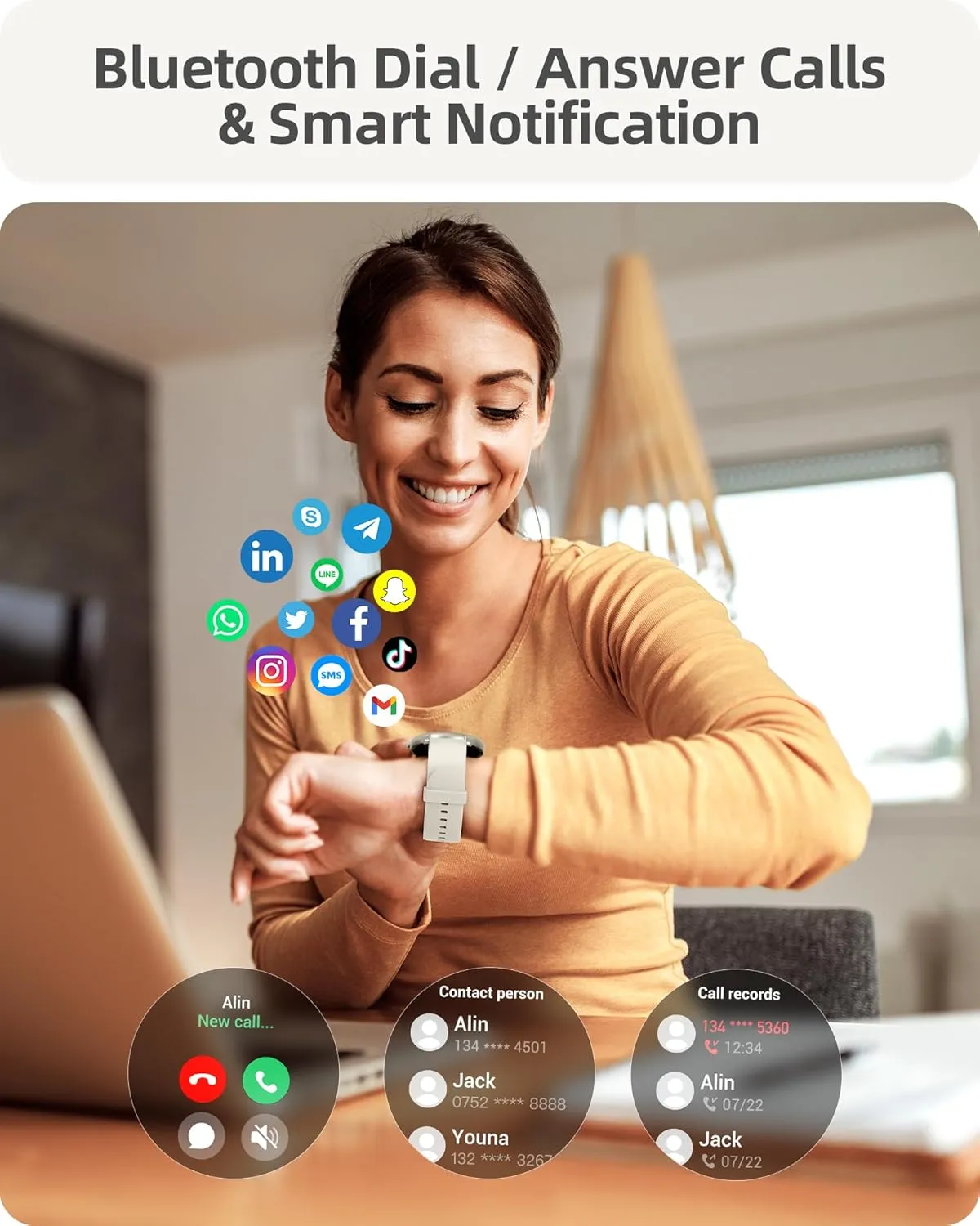 Parsonver Smart Watch(Answer/Make Calls), Smartwatch for Women Men, 100  Sport Modes/Heart Rate/Blood Oxygen/Sleep Tracker, Pedometer, IP68 Waterproof Fitness Tracker for Android iPhone, Starry Silver