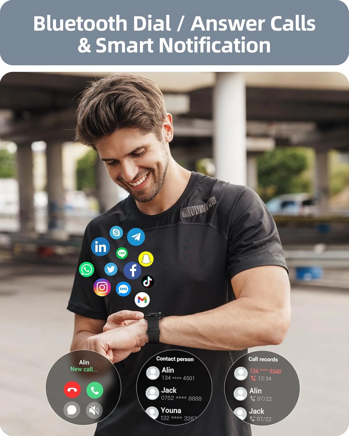Parsonver Smart Watch for Men Women(Answer/Make Calls), HD Screen Fitness Tracker IP68 Waterproof 100  Sport Modes, Heart Rate Sleep Monitor, Pedometer, Smartwatch for Android Phones/iPhone Compatible
