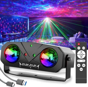 Party Disco Ball DJ Light Ocean Star Projector Dance Sound Activated With Remote Control Stage Strobe for Parties KTV Christmas Halloween Decor