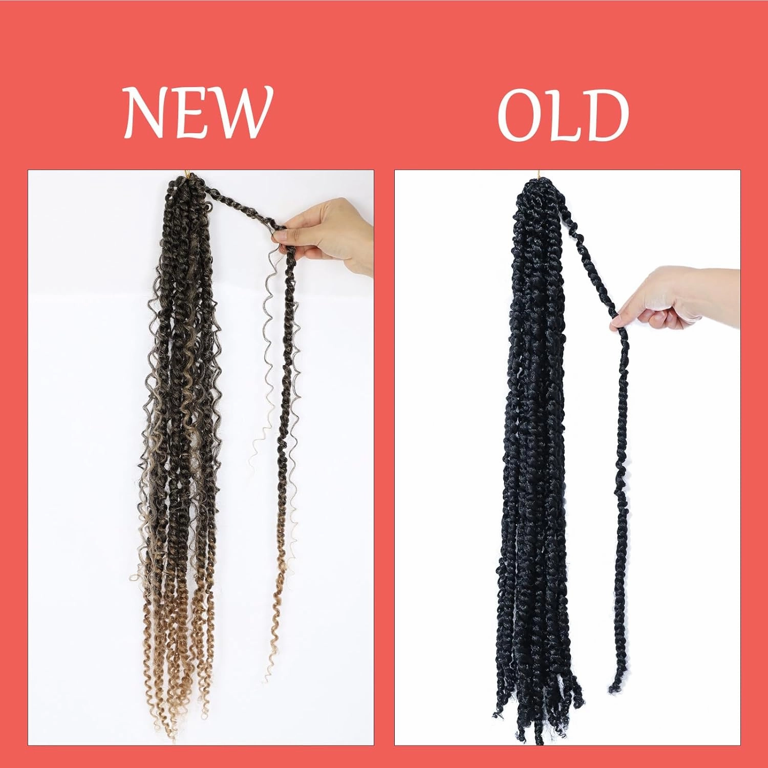 Passion Twist Hair 18inch Boho Style Passion Twist Crochet Hair for Black Women Boho Crochet Braids Pre Looped Goddess Blonde Ombre Passion Twist Hair (8Pack, T27)