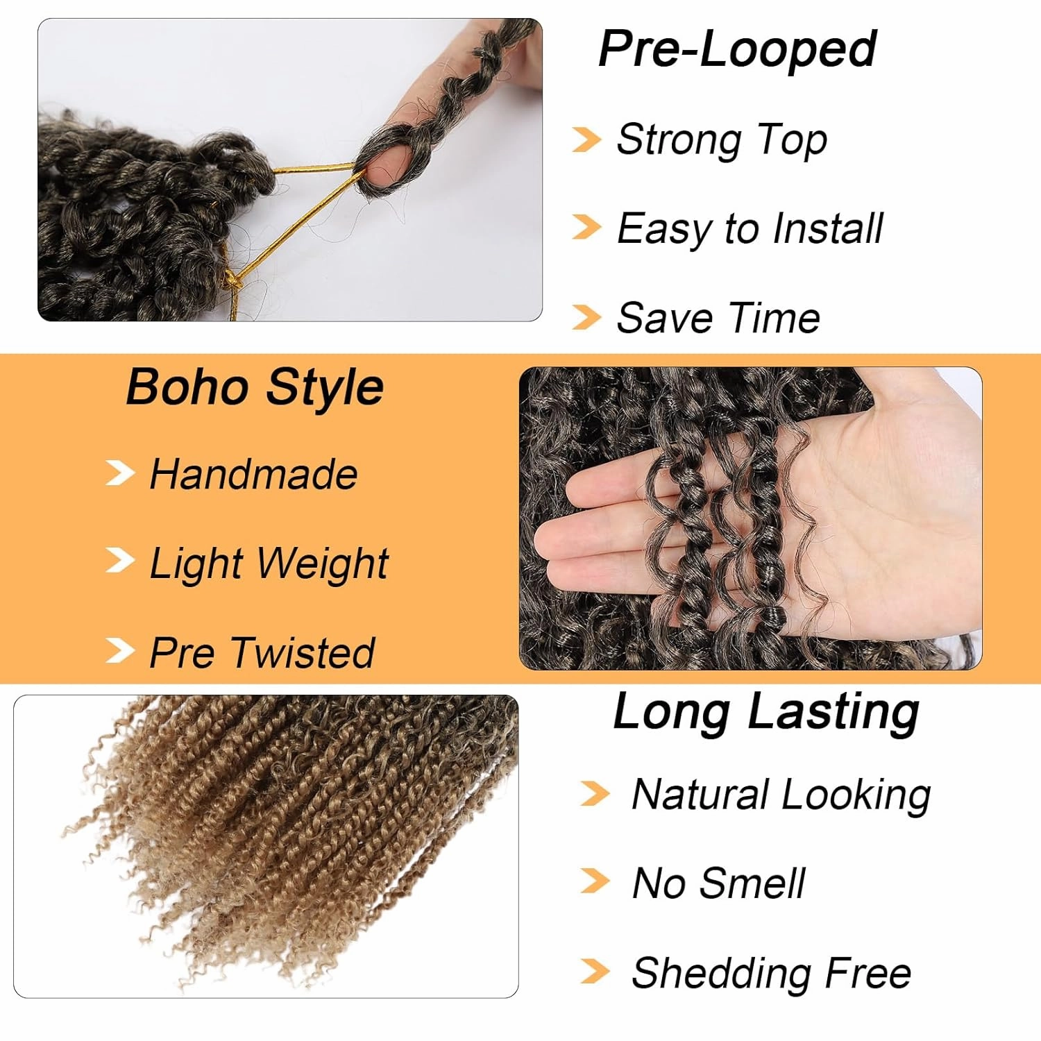 Passion Twist Hair 18inch Boho Style Passion Twist Crochet Hair for Black Women Boho Crochet Braids Pre Looped Goddess Blonde Ombre Passion Twist Hair (8Pack, T27)