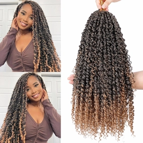 Passion Twist Hair 18inch Boho Style Passion Twist Crochet Hair for Black Women Boho Crochet Braids Pre Looped Goddess Blonde Ombre Passion Twist Hair (8Pack, T27)