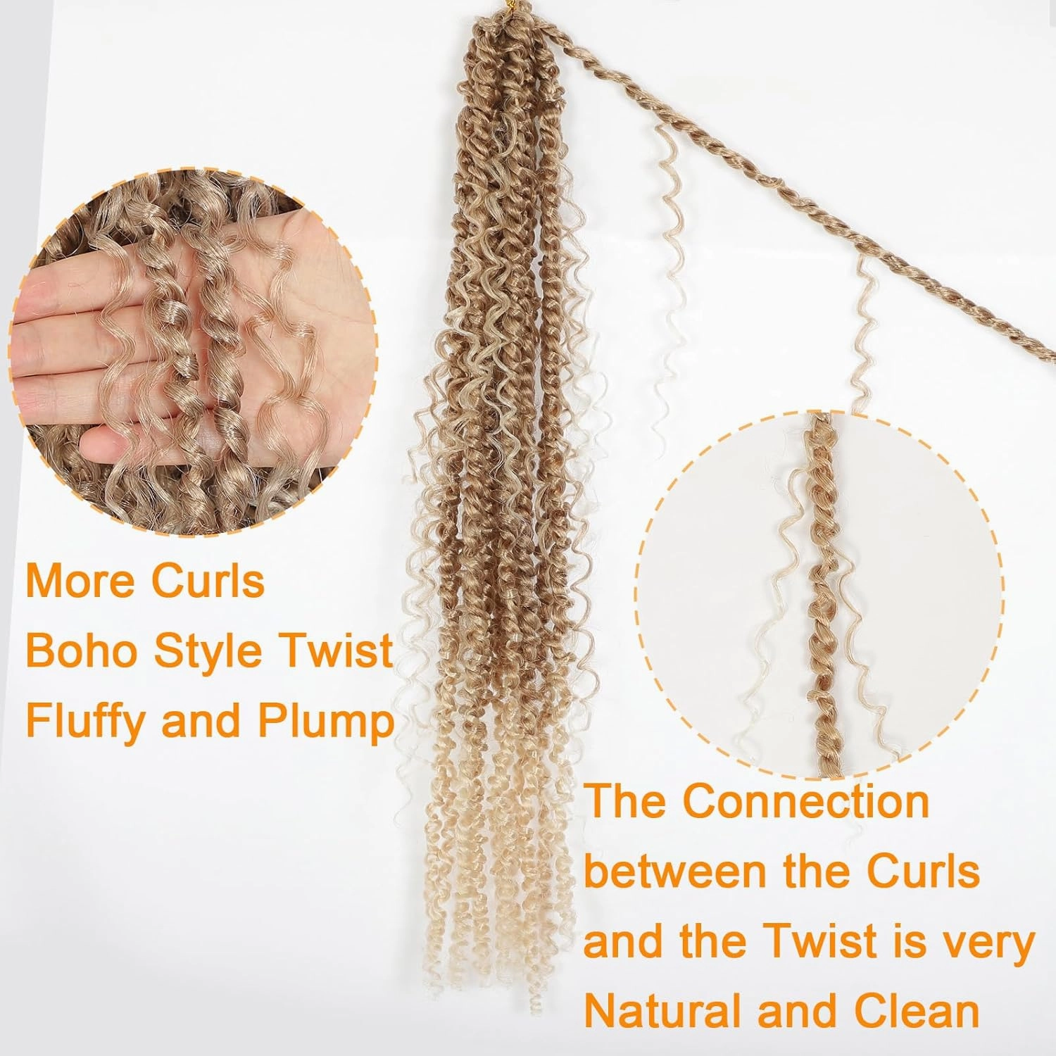 Passion Twist Hair 18inch Boho Style Passion Twist Crochet Hair for Black Women Boho Crochet Braids Pre Looped Goddess Brown Blonde Ombre Passion Twist Hair (8Pack, 27/613)