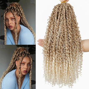 Passion Twist Hair 18inch Boho Style Passion Twist Crochet Hair for Black Women Boho Crochet Braids Pre Looped Goddess Brown Blonde Ombre Passion Twist Hair (8Pack, 27/613)