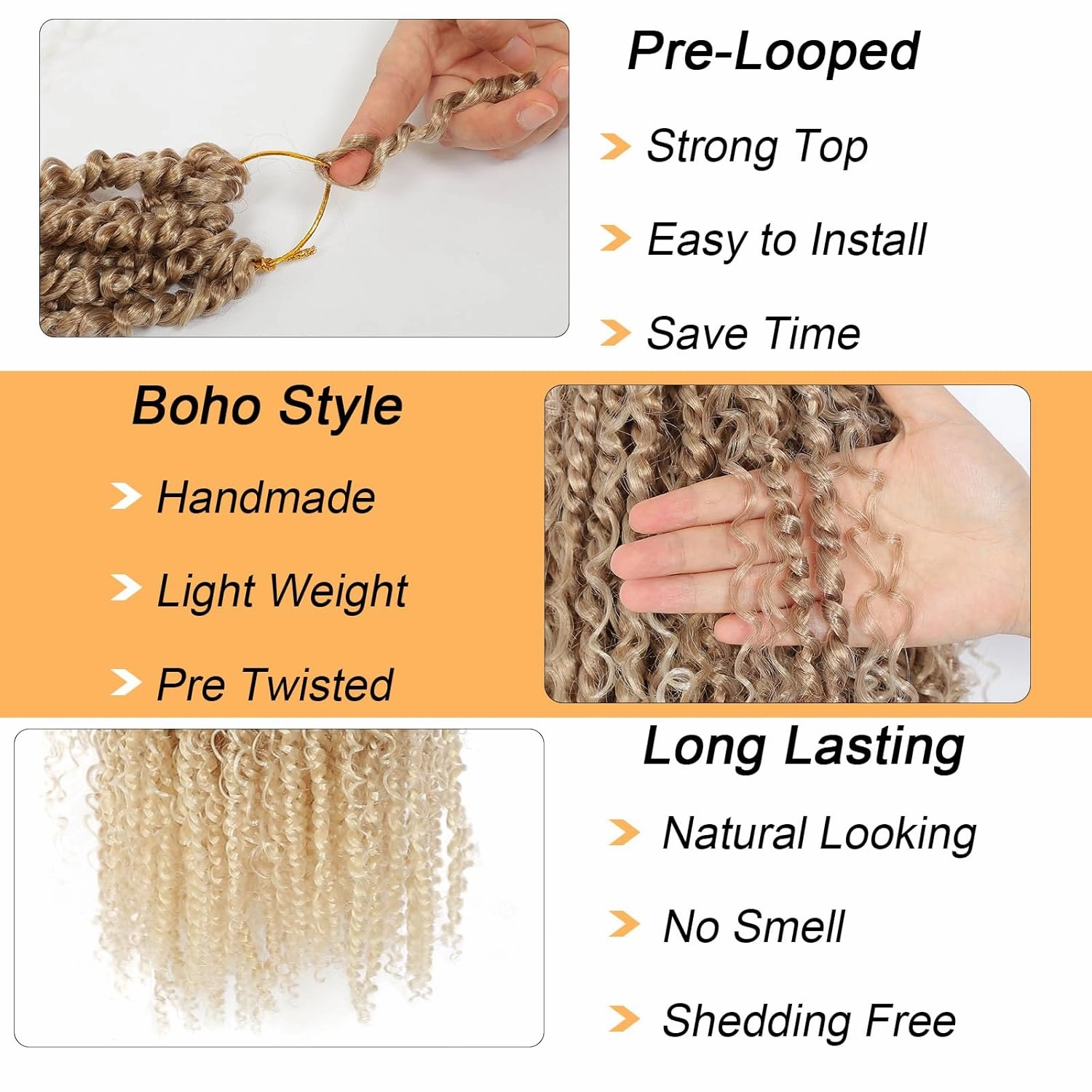 Passion Twist Hair 18inch Boho Style Passion Twist Crochet Hair for Black Women Boho Crochet Braids Pre Looped Goddess Brown Blonde Ombre Passion Twist Hair (8Pack, 27/613)