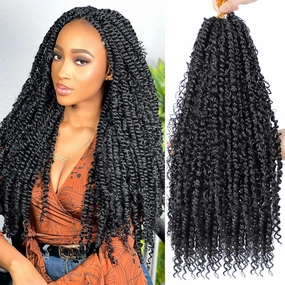 Passion Twist Hair 18inch Boho Style Passion Twist Crochet Hair for Black Women Boho Crochet Braids Pre Looped Goddess Passion Twist Hair (8Pack, 1b)