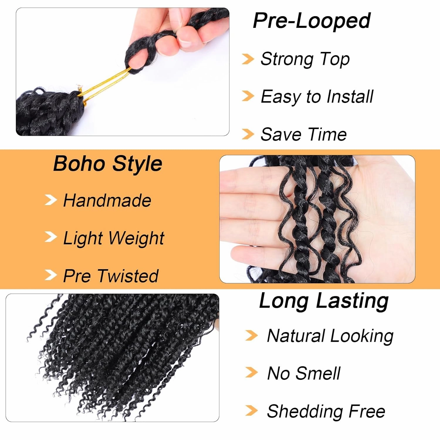 Passion Twist Hair 18inch Boho Style Passion Twist Crochet Hair for Black Women Boho Crochet Braids Pre Looped Goddess Passion Twist Hair (8Pack, 1b)