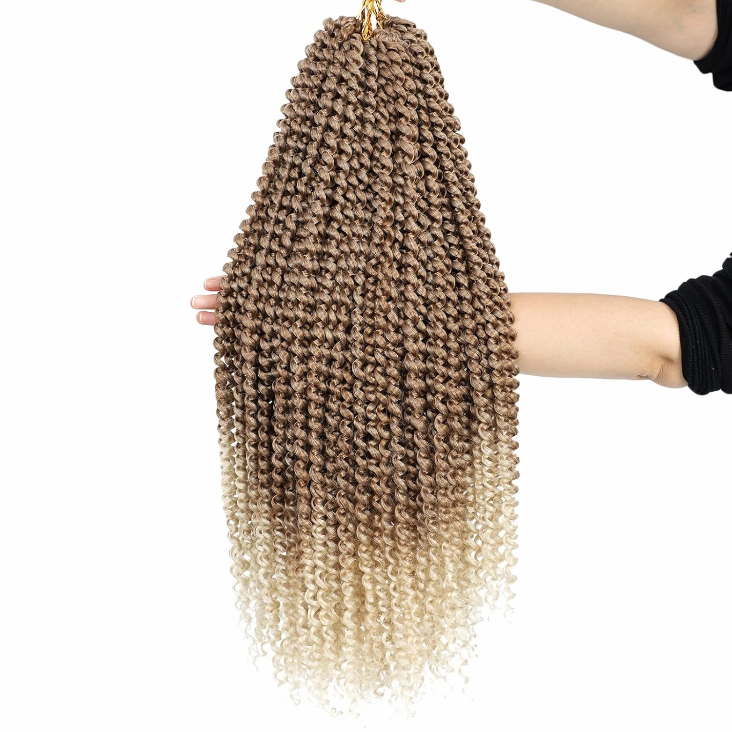 Passion Twist Hair Blonde 24 Inch 8 Packs Passion Twist Crochet Hair For Women Curly Braiding Hair Long Water Wave Hair Synthetic Hair Extension (24 Inch (Pack of 8), 27/613#)