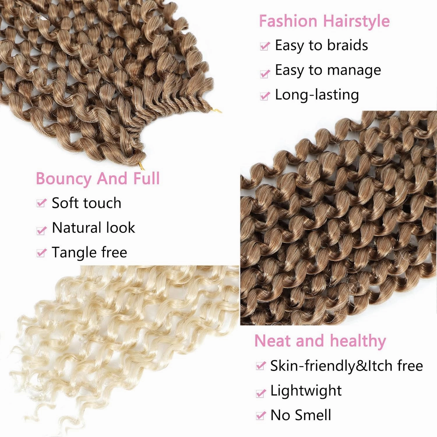 Passion Twist Hair Blonde 24 Inch 8 Packs Passion Twist Crochet Hair For Women Curly Braiding Hair Long Water Wave Hair Synthetic Hair Extension (24 Inch (Pack of 8), 27/613#)