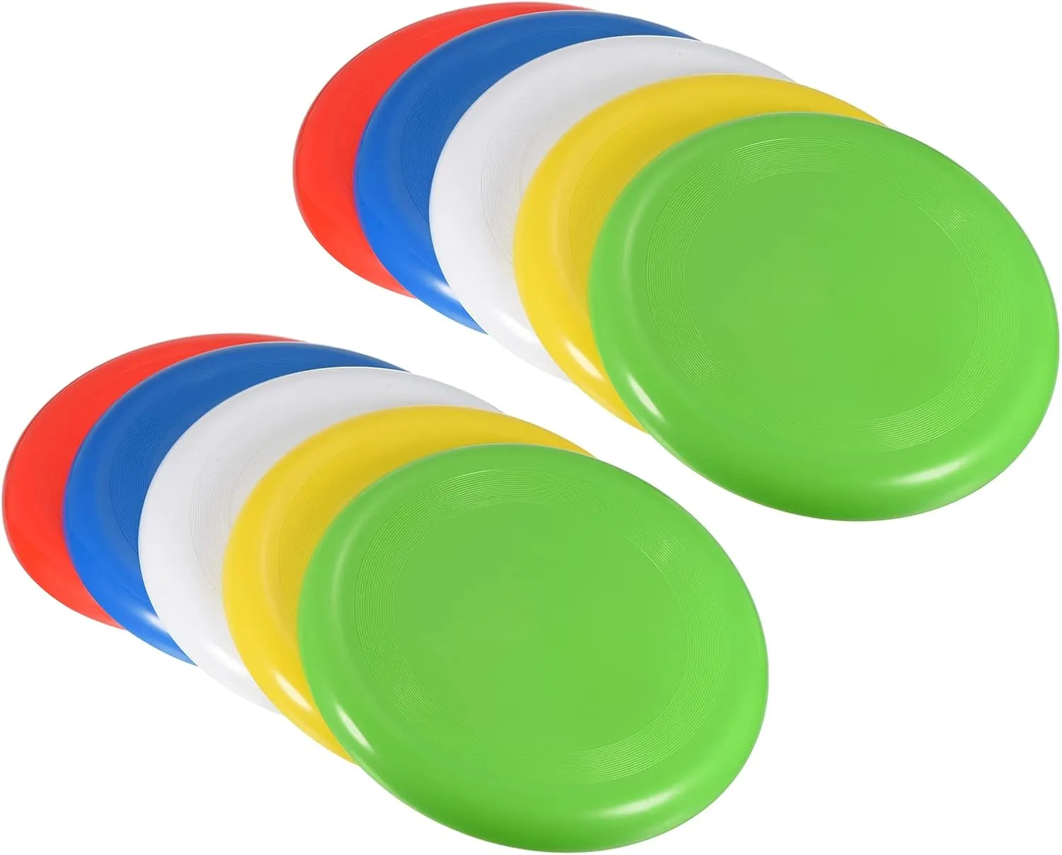PATIKIL 9 Inch Flying Disc, 10 Pack Outdoor Playing Training Colorful Flying Disk Set for Beach Lawn Park Camping Game, Yellow/Blue/Green/Red/White