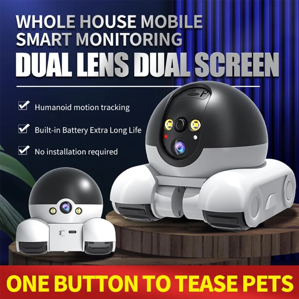 Patrol Bot, Spymate Robot, Ignore Terrain, Mini Robot Camera, No Distance Limit, Real-Time Control by Mobile Phone, 360° Night Vision Design, 25-Day Battery, Abnormal Message Reminder