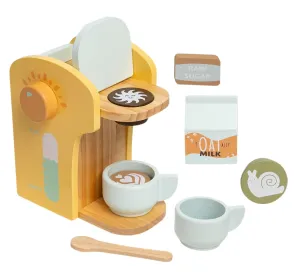 Pearhead Barista in Training Montessori Toy Coffee Maker, Wooden Pretend Play Toy Set for Developmental Learning, Play Kitchen Set for Toddlers Ages 3  Years, 9 Piece Wooden Play Toy Set