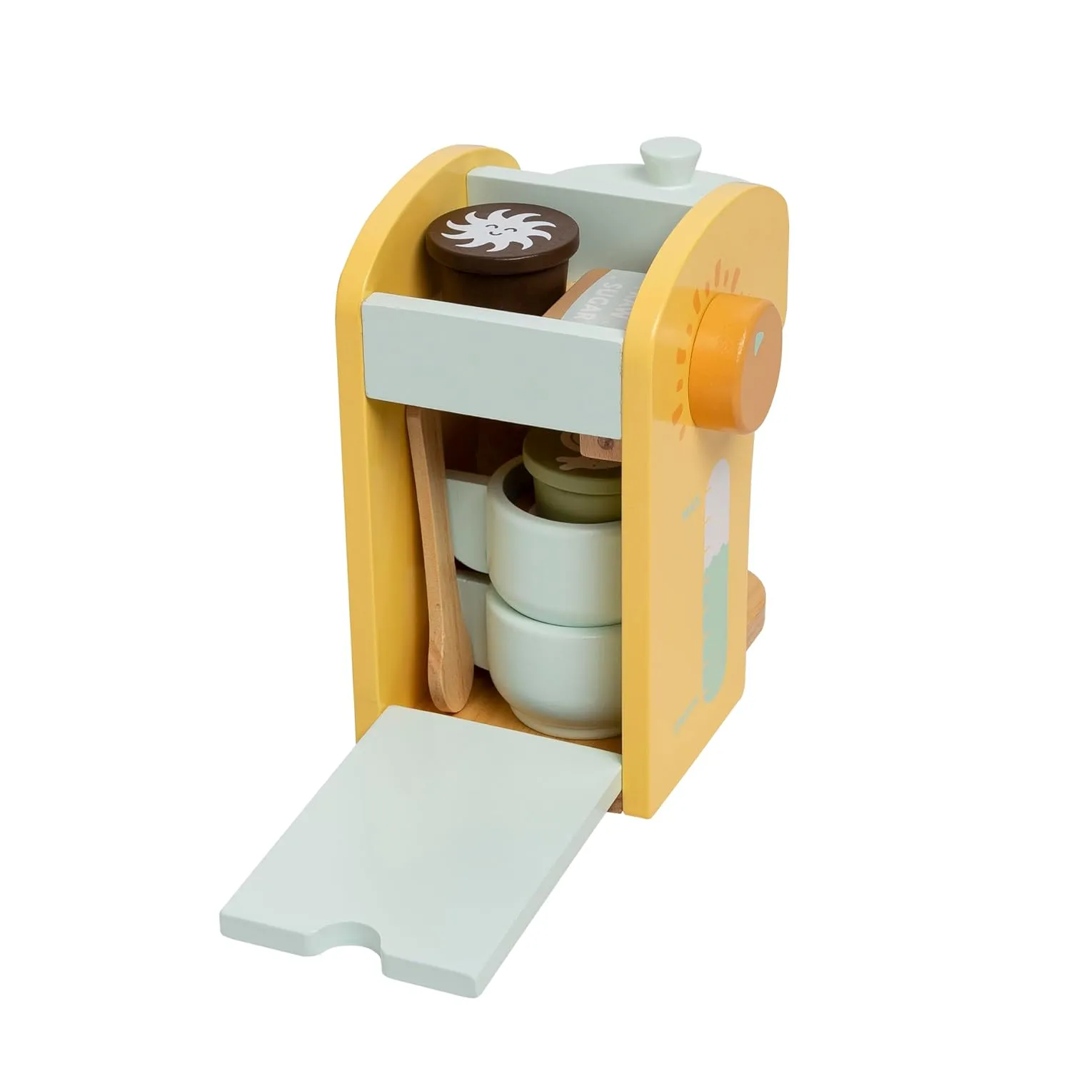 Pearhead Barista in Training Montessori Toy Coffee Maker, Wooden Pretend Play Toy Set for Developmental Learning, Play Kitchen Set for Toddlers Ages 3  Years, 9 Piece Wooden Play Toy Set
