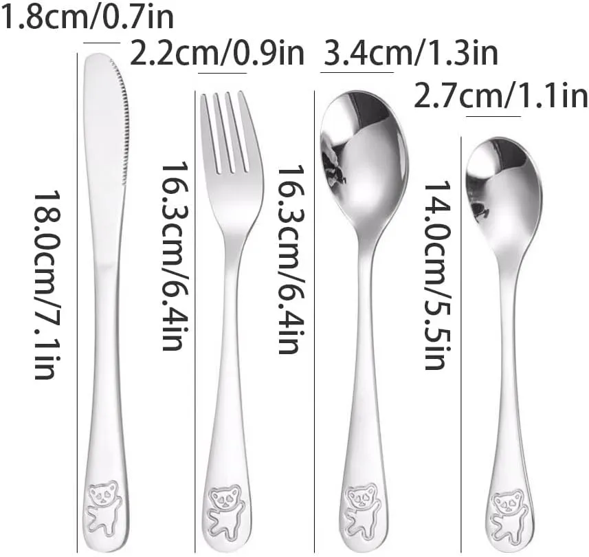 PEKJI Travel Portable Flatware Silverware Set Cute Knife Fork Spoon Tableware Stainless Steel Kitchen Cutlery Set Reusable