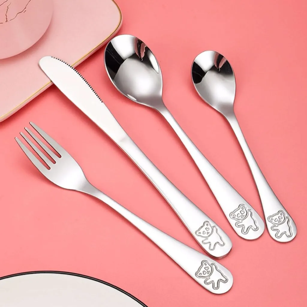 PEKJI Travel Portable Flatware Silverware Set Cute Knife Fork Spoon Tableware Stainless Steel Kitchen Cutlery Set Reusable