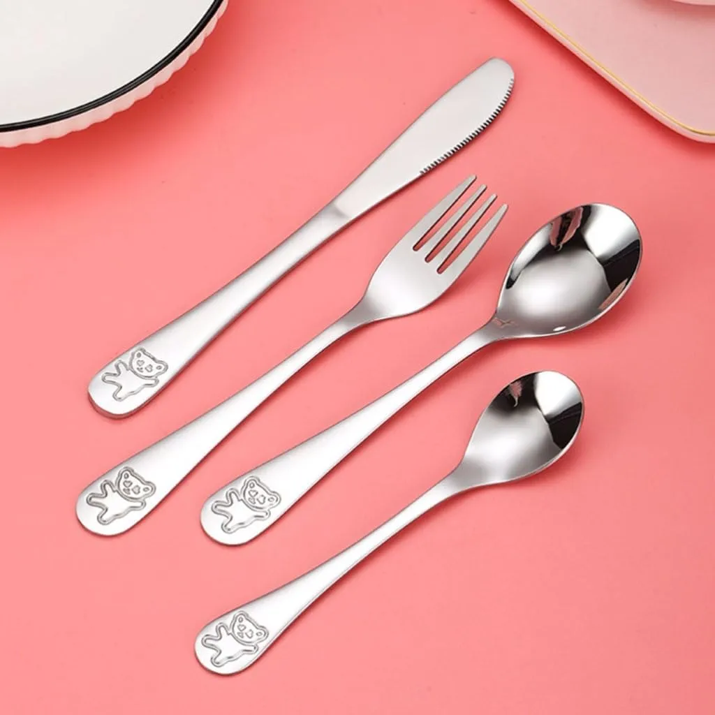 PEKJI Travel Portable Flatware Silverware Set Cute Knife Fork Spoon Tableware Stainless Steel Kitchen Cutlery Set Reusable