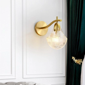 Personality Handbag Shape Glass Wall Lamp Scallop Aisle Study Wall Lamps Light Bedside Copper Wall Sconces,Wide Application
