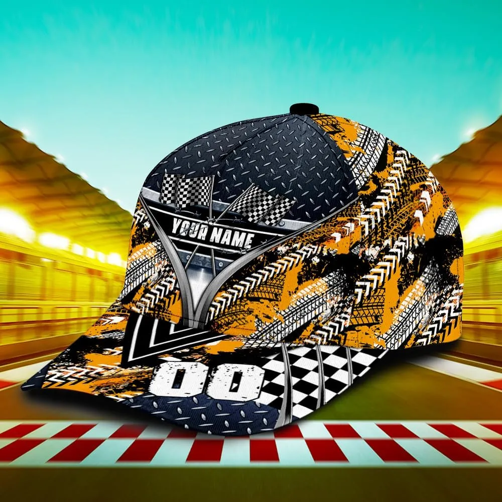 Personalized Car Racing Flag Baseball Cap, Racing Hat, Sports Racing Hats Racing Lover Caps Adjustable Hats for Men Women