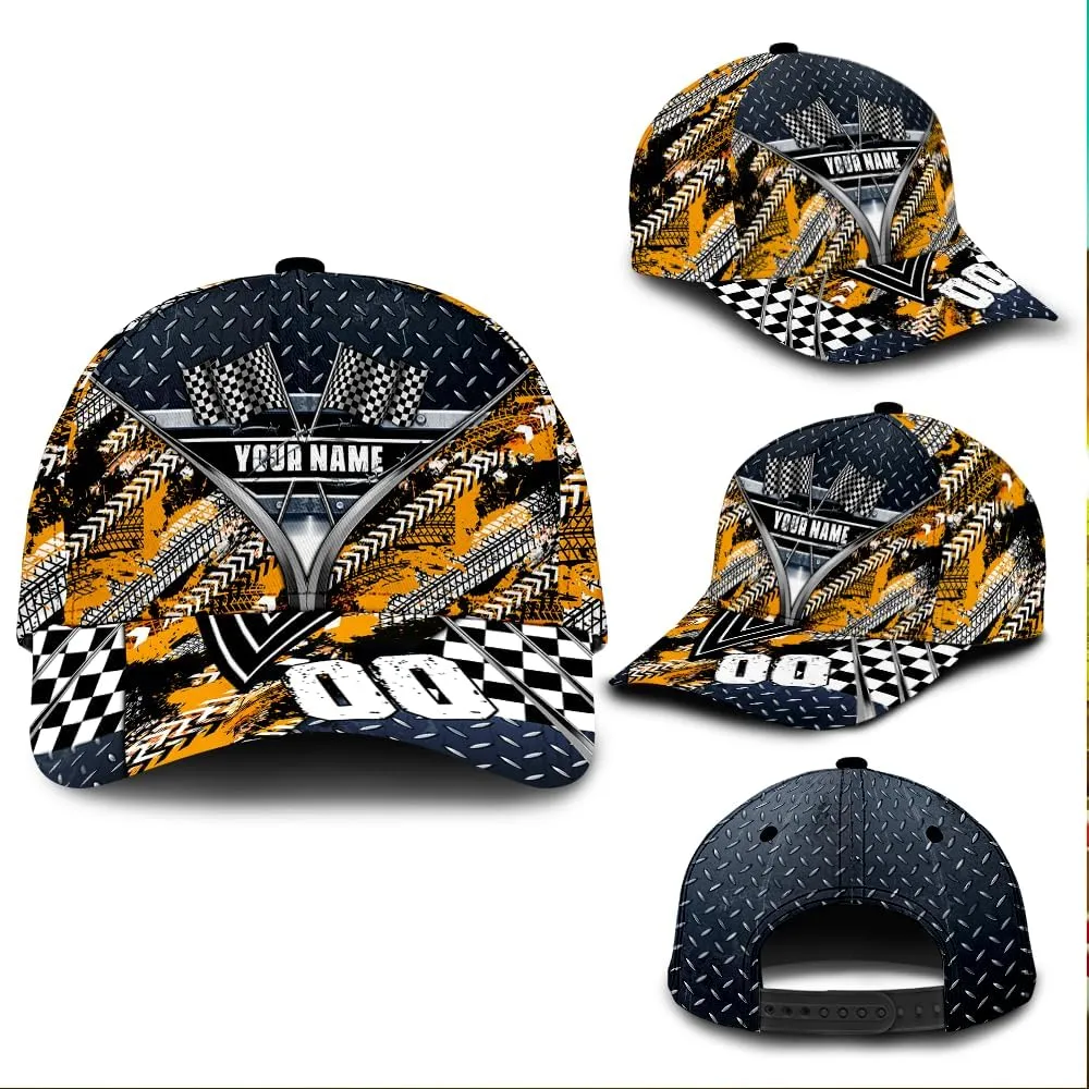 Personalized Car Racing Flag Baseball Cap, Racing Hat, Sports Racing Hats Racing Lover Caps Adjustable Hats for Men Women