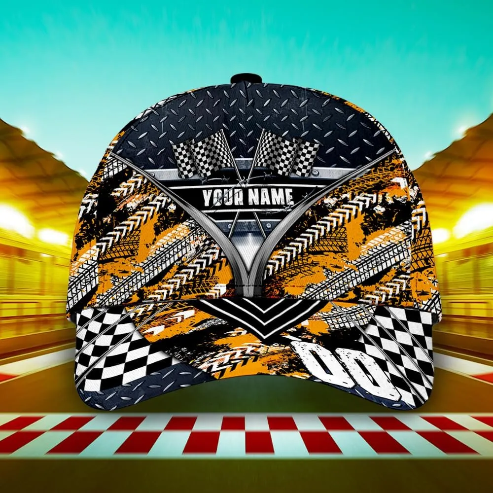 Personalized Car Racing Flag Baseball Cap, Racing Hat, Sports Racing Hats Racing Lover Caps Adjustable Hats for Men Women