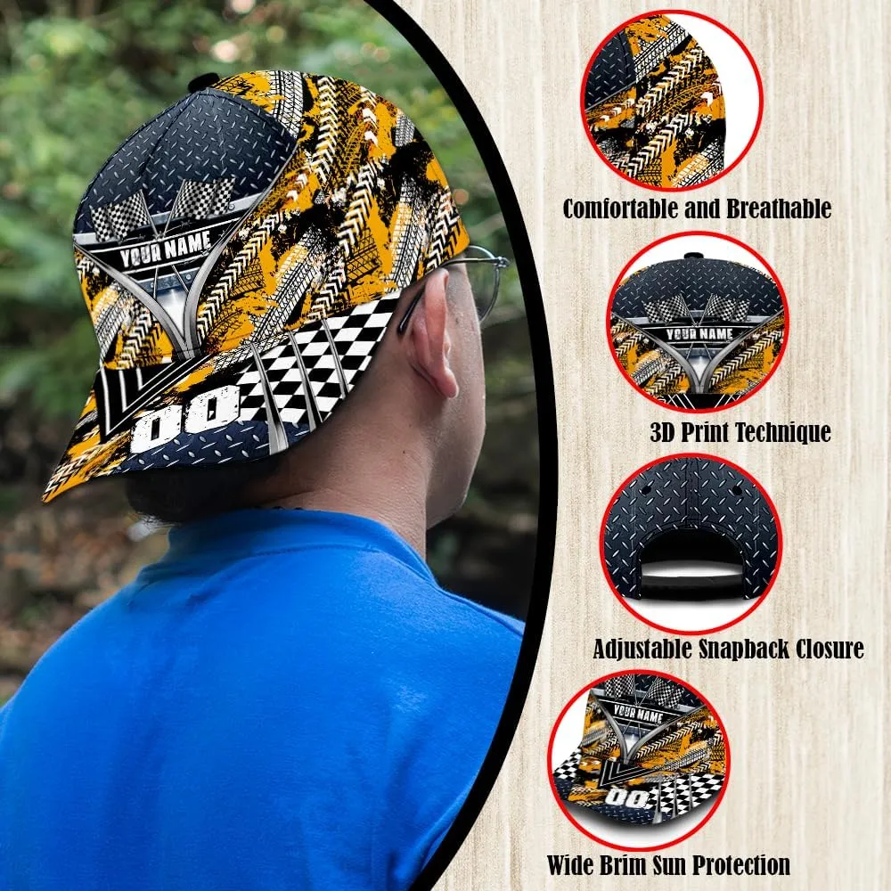 Personalized Car Racing Flag Baseball Cap, Racing Hat, Sports Racing Hats Racing Lover Caps Adjustable Hats for Men Women