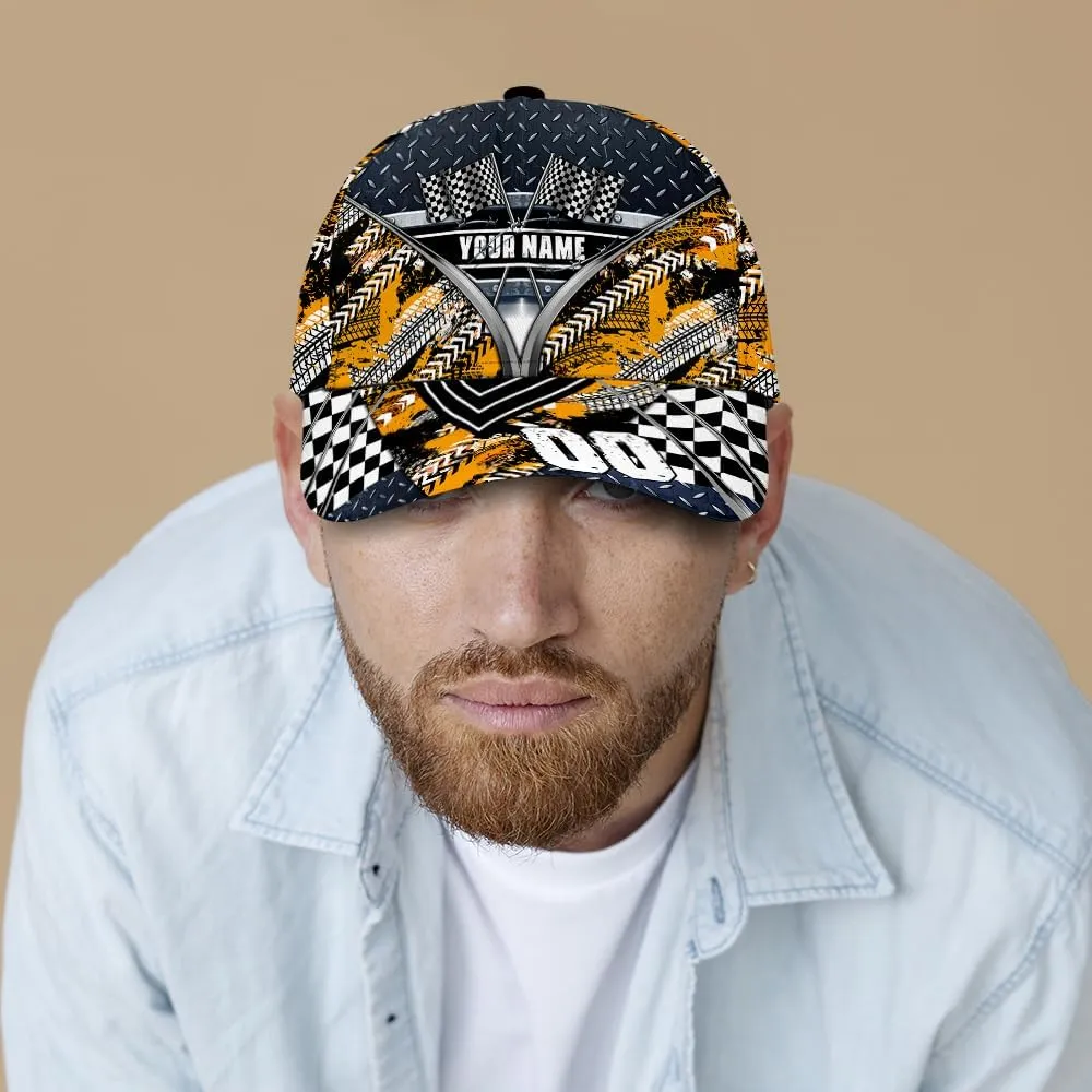 Personalized Car Racing Flag Baseball Cap, Racing Hat, Sports Racing Hats Racing Lover Caps Adjustable Hats for Men Women