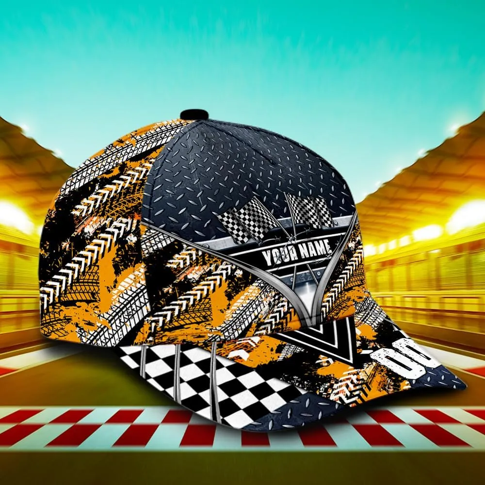 Personalized Car Racing Flag Baseball Cap, Racing Hat, Sports Racing Hats Racing Lover Caps Adjustable Hats for Men Women