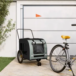 Pet Bike Trailer for Small Dogs, Durable Fabric and Iron Construction, Comfortable and Convenient Design, Black and Gray