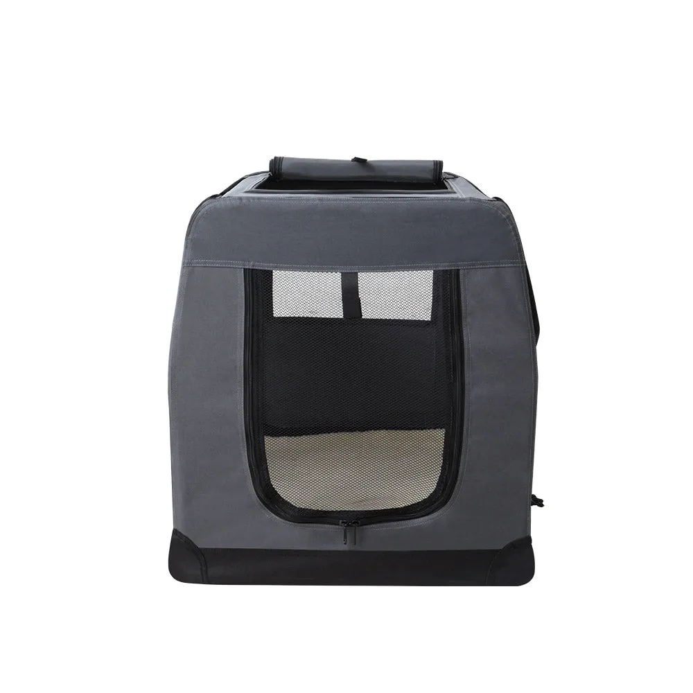 Pet Carrier Soft Crate Dog Cat Travel Portable Cage Kennel Foldable Car M Grey