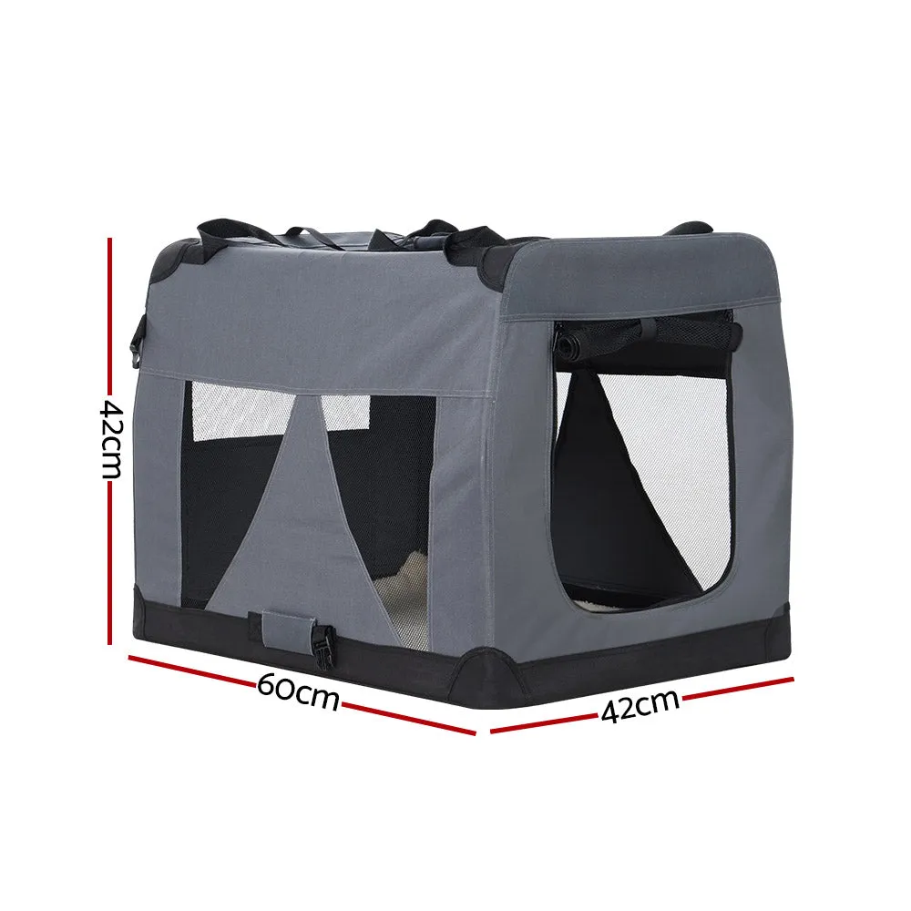 Pet Carrier Soft Crate Dog Cat Travel Portable Cage Kennel Foldable Car M Grey