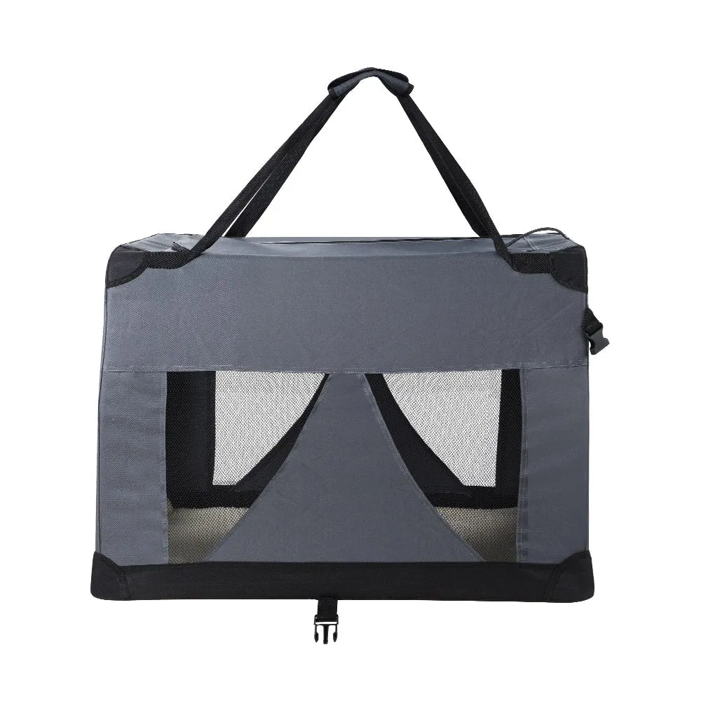 Pet Carrier Soft Crate Dog Cat Travel Portable Cage Kennel Foldable Car M Grey