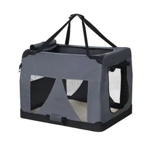 Pet Carrier Soft Crate Dog Cat Travel Portable Cage Kennel Foldable Car M Grey