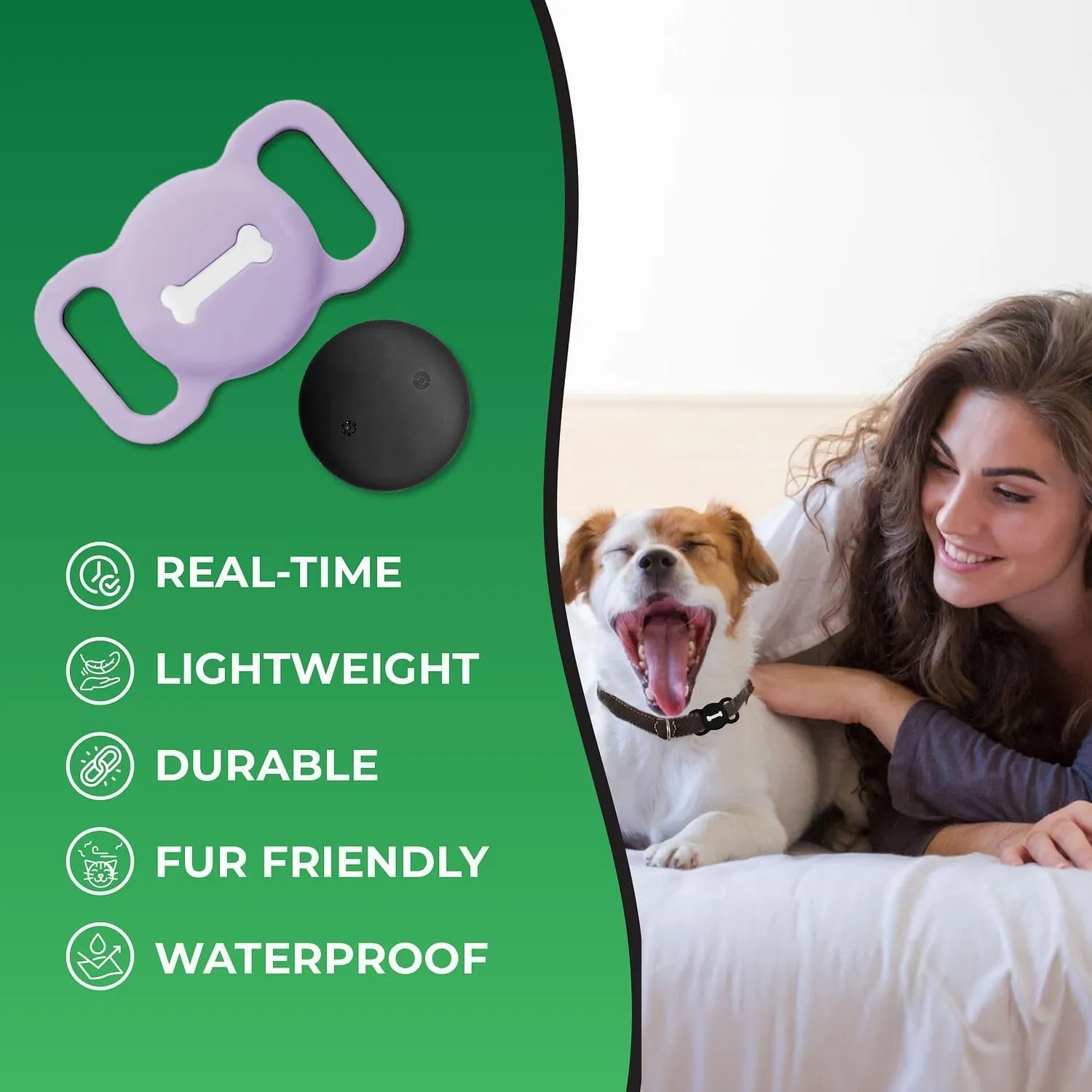 Pet Tracker for Cat, Smart Pet Location Tracker with Case, Smart Item Finder, MFi Certificated Tracking Device, No Monthly Fee, Works with Find My (iOS Only) (Purple Small)