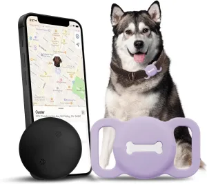 Pet Tracker for Cat, Smart Pet Location Tracker with Case, Smart Item Finder, MFi Certificated Tracking Device, No Monthly Fee, Works with Find My (iOS Only) (Purple Small)