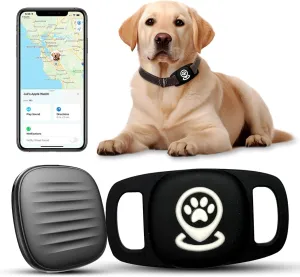 Pet Tracker for Dog Tracker Smart Pet Location Tracker with Holder, Personalized Smart Item Finder, MFi Certificated Dog Tracking Device, No Monthly Fee, Works with Find My(iOS Only), Black Case