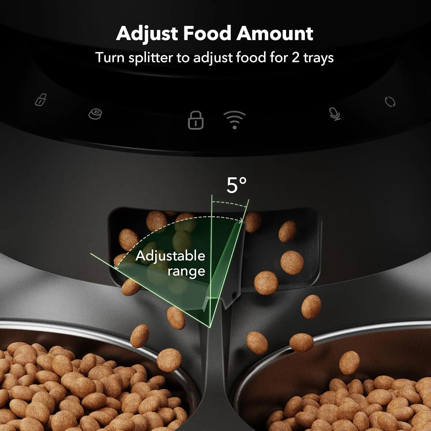 PETLIBRO Automatic Cat Feeder for 2Cats, 5L Timed Dual Dog Food Dispenser, 5G WiFi Pet Feeder with APP Remote Feeding, 1-10 Meals/Day, 10s Meal Call, Double Trays