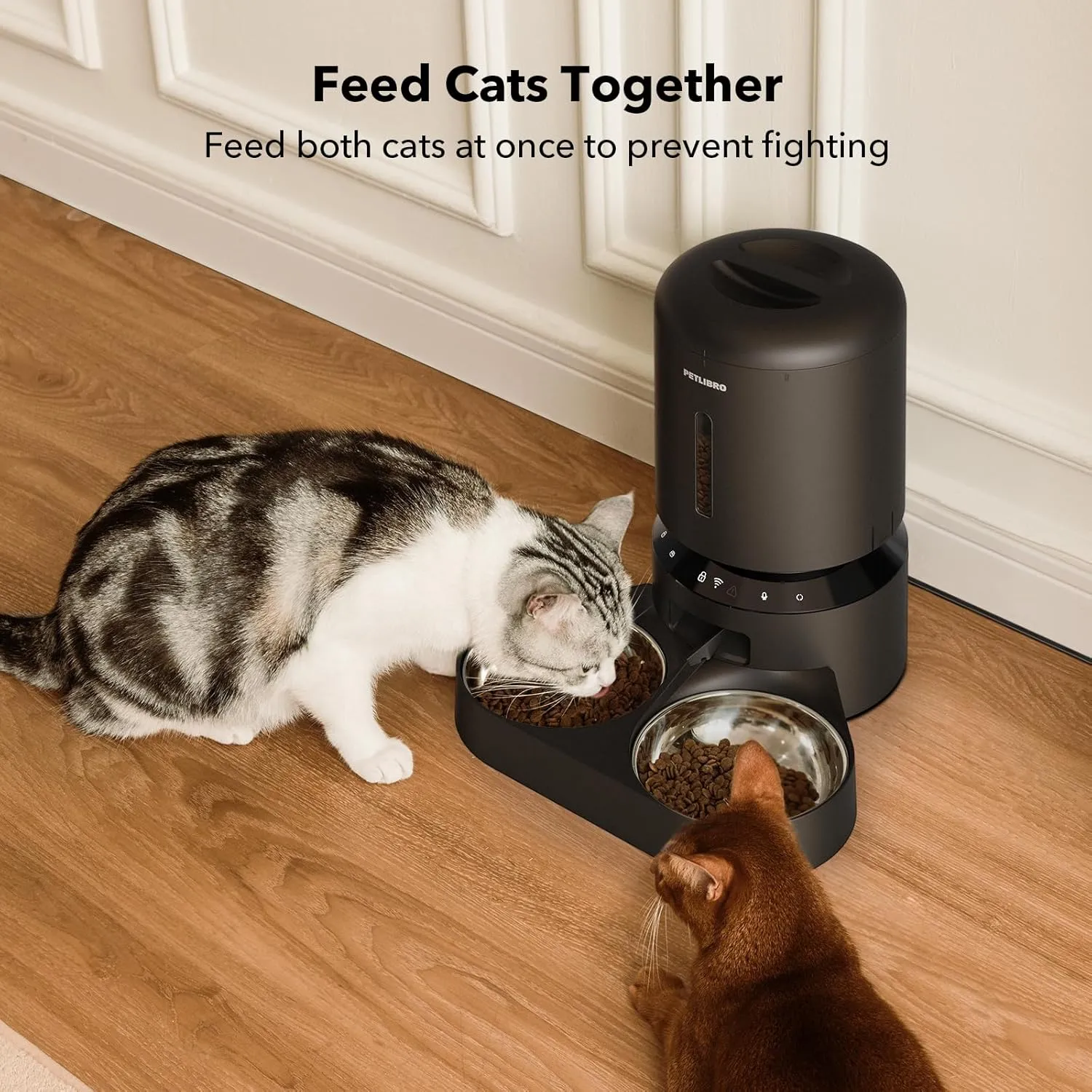 PETLIBRO Automatic Cat Feeder for 2Cats, 5L Timed Dual Dog Food Dispenser, 5G WiFi Pet Feeder with APP Remote Feeding, 1-10 Meals/Day, 10s Meal Call, Double Trays