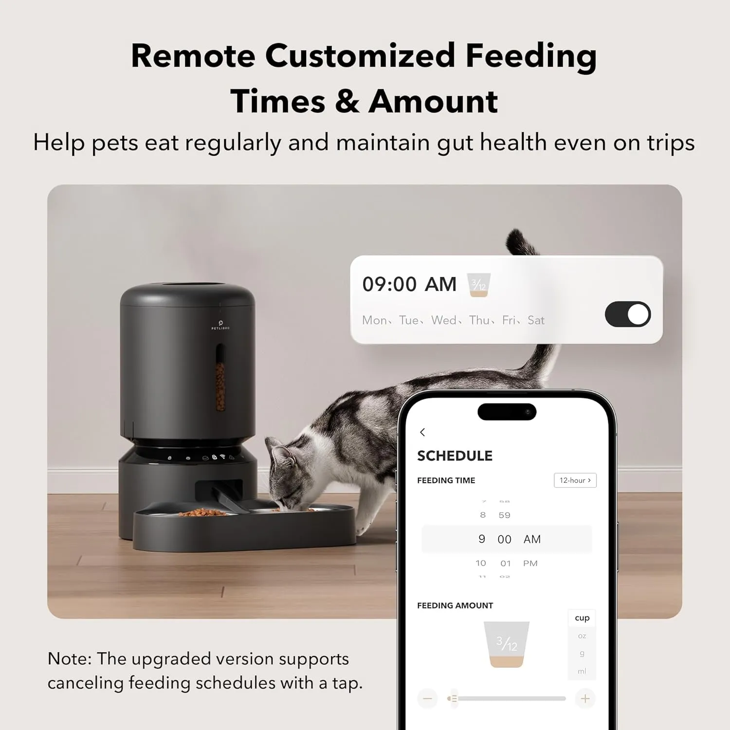 PETLIBRO Automatic Cat Feeder for 2Cats, 5L Timed Dual Dog Food Dispenser, 5G WiFi Pet Feeder with APP Remote Feeding, 1-10 Meals/Day, 10s Meal Call, Double Trays