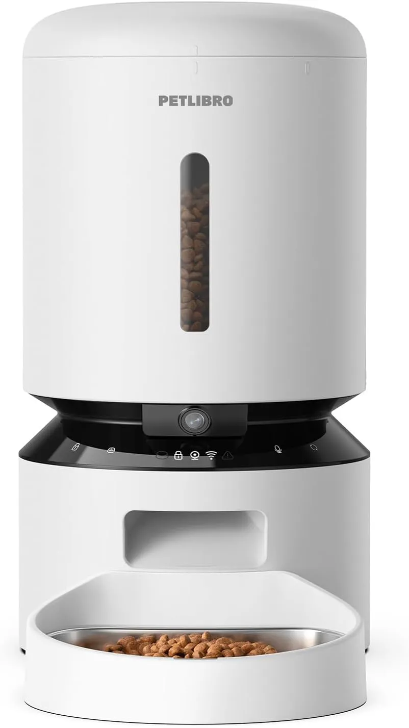 PETLIBRO Automatic Cat Feeder with Camera, 1080P HD Video with Night Vision, 5G WiFi Pet Feeder with 2-Way Audio, Low Food & Blockage Sensor, Motion & Sound Alerts for Cat & Dog Single Tray