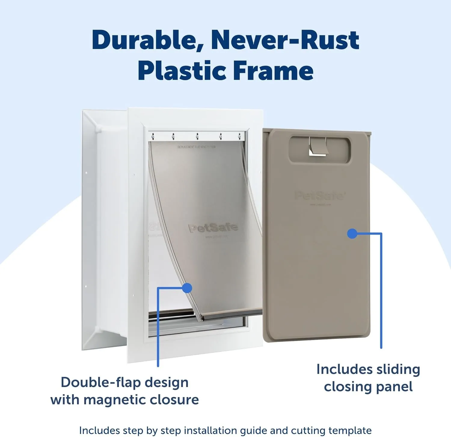 PetSafe Never Rust Wall Entry Pet Door - Telescoping Frame - Insulates Better Than Metal, Energy Efficient - Interior & Exterior Walls, Weatherproof, Easy to Install & Clean (White - Medium)